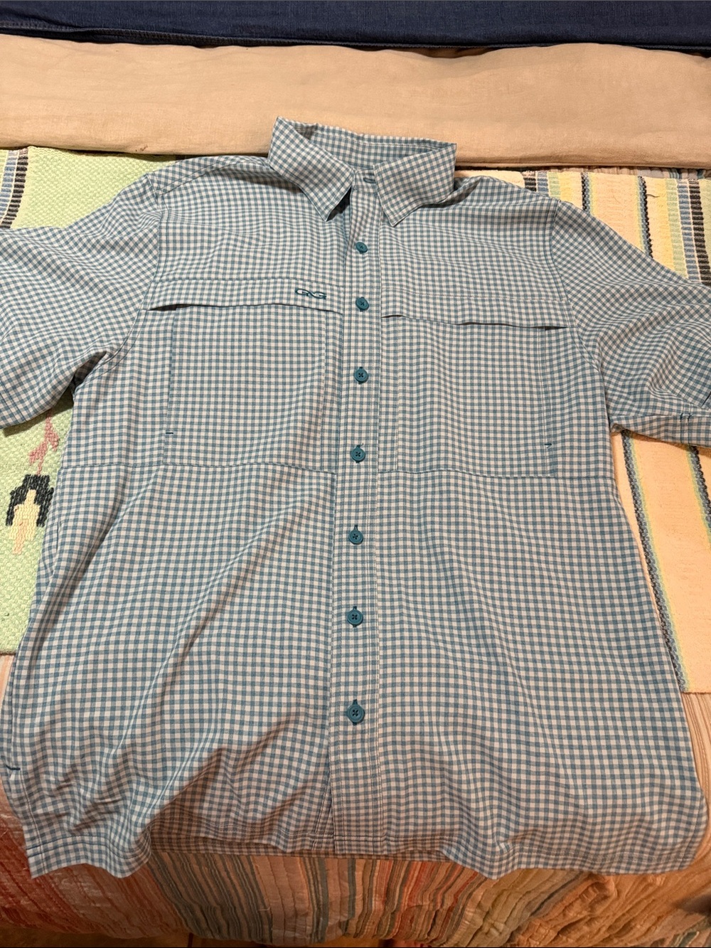 GameGaurd Men's Light Blue Gingham Short-Sleeve Button-Down Shirt